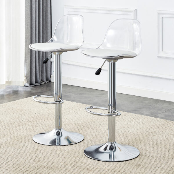 1d8a6987a6f940bdb2d55ed704db244a_b445cd8bda53589191b21859a132fe4f Modern minimalist bar chairs and bar stools. Can rotate 360 ° and adjust lifting. PET backrest and PU seats. Set of 2. Suitable for bars, restaurants, and front desk cashiers. W1151P172644