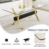 Dining table. Modern tempered glass dining table. Large modern office desk with gold plated metal legs and MDF crossbars, suitable for both home and office use. Kitchen. 79 ''x39''x30 ''  1105