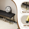 47*16 Inch Multifunctional Black Shoe Bench - Faux PU Cushion, Sturdy Metal Legs With Gold Accents.Suitable For Bedroom,Fitting room, Storage room, Dining room, and Living room,etc.
