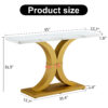 A modern minimalist style foyer table with white tabletop, gold bracket, and bottom plate, enhancing the beauty and artistic atmosphere of the home, suitable for the foyer FXG