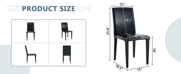 1e426fb87a1e41af9ffac5b4ff776a76_b7364f6853e6353883afaf116802d99c Four black PU dining chairs, simple and versatile, comfortable and accompanied. The exquisite and multifunctional dining chair has opened up a comfortable new experience. (4-piece set)