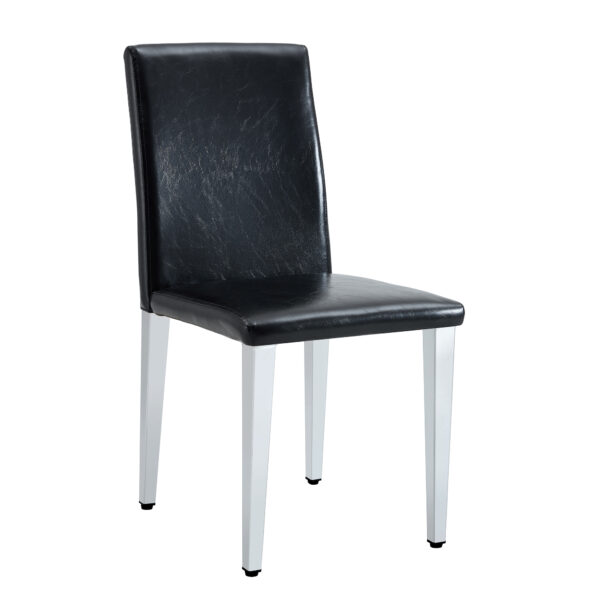 1e438abce42042b2820d23e2573fbe60_f8d442972cbf189ee64cbb50cf3ec58c Two Black PU dining chairs,Silver Metal Legs.Simple and versatile, comfortable and accompanied. Exquisite and versatile dining chairs unlock a comfortable new experience.(Set of 2)
