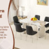 Table and chair set.63*31.4 Inch Pandora Patterned Sintered Stone Dining Table Set - 6 Black Chairs With Silver Metal Legs.Modern Light Luxury.Perfect For Dinner Room,Meeting Room,Kitchen,etc.