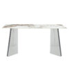 63"x31.5x30" Pandora Patterned Rock Slab Dining Table with Silver Stainless Steel Butterfly Legs.The tabletop is designed to be scratch and heat resistant.Slabs Tabletop,Stainless Steels Legs.