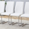 Set of 4 dining chairs, white dining chair set, PU material high backrest seats and sturdy leg chairs, suitable for restaurants, kitchens, living rooms