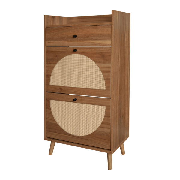 Rattan, Allen 2 Door 1 Drawer Cabinet, Shoe Rack, Double Layer, Suitable for Entrance