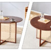 Chinese countryside retro solid wood round table, simple modern imitation rattan table, wooden table, desk. Suitable for dining room, living room, office