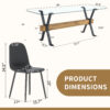 Table and chair set.79"x31.5" with X-shaped Black Metal Table Legs,Wood Grain Textured MDF Crossbeam.Paired With 8 Modern Mid-Century Style Upholstered Side Black PU Chairs.