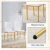 Luxury Simple Chair - Set of 6 White PU Material High Resilience Dining Chair with Metal Gold Leg.The Chair Back Has a Vertical Stripe Design With Smooth And Uniform Lines.