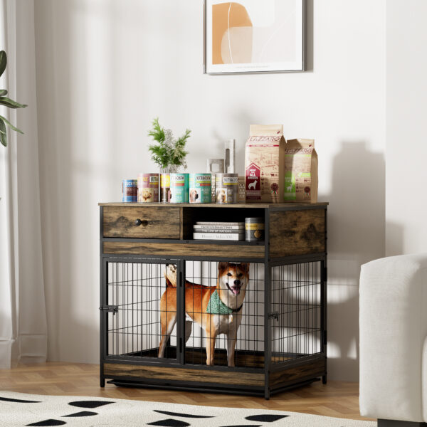 1f6173fc09fa46db9c7eacea20b39787_20240204_82714bb1ea0f3b7b88e9ba6c504b8eab Furniture Dog Cage Crate with Double Doors ,Rustic Brown,31.5"WX22.64"DX30.59"H