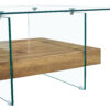 31.4 Inch Modern Two-Tier Square Coffee Table -An Elegant Combination of Clear Glass and Light Wood Texture Sticker.It can be used not only as a coffee table but also as a side table or display stand.