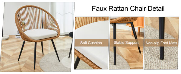 207044ed7e7c44f38f3dbbab338d93ff_ef883b940c57232db9e81915ba7df69c Modern 3-Piece Set: 17.7" Anti-Spill Round Coffee Table + 2 Rattan Swivel Chairs, Outdoor Patio Furniture for Tea Time.Suitable for Various Outdoor Venues.3-piece Set Packaged As A Single Package.
