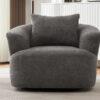 360° Swivel Chair, 38.2" Accent Chair Sofa, Upholstered Swivel Barrel Sofa Chair with a Throw Pillow for Living Room, Bedroom, Office and Hotel, Grey