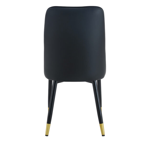 208c2f14da3940c09c1e5c42319b28c6_ec40b5de8544c2235978341365a2a609 Modern Two-Tone PU Dining Chairs - White and Black spliced chairs With Gold Decorated Legs.White and Black spliced,Black Metal Legs,Set of 4 chairs.