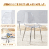 Table and chair set.71 * 35.4 inch rectangular dining table.Tempered Glass Tabletop,Silver 7-shaped Metal Table Legs.Paried With 6 Transparent Plastic Dining Chair with Silver Metal Legs.