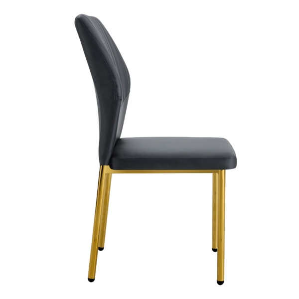 20fbdacd15a54b338fa669abf7f99bc9_19d578b1a40be7aef2e3669e5ba3d0e3 Luxury Simple Chair - Set of 6 BLACK PU Material High Resilience Dining Chair with Metal Gold Leg.The Chair Back Has a Vertical Stripe Design With Smooth And Uniform Lines.
