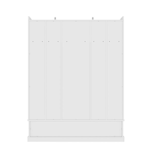 U-Can 78.7''H Hall Tree with Bench and 5 Storage Cubbies, Modern Entryway Storage Organizer Cabinet with 4 Doors, 5 Drawers and Adjustable Shelves for Hallway, Entryway, Living Room