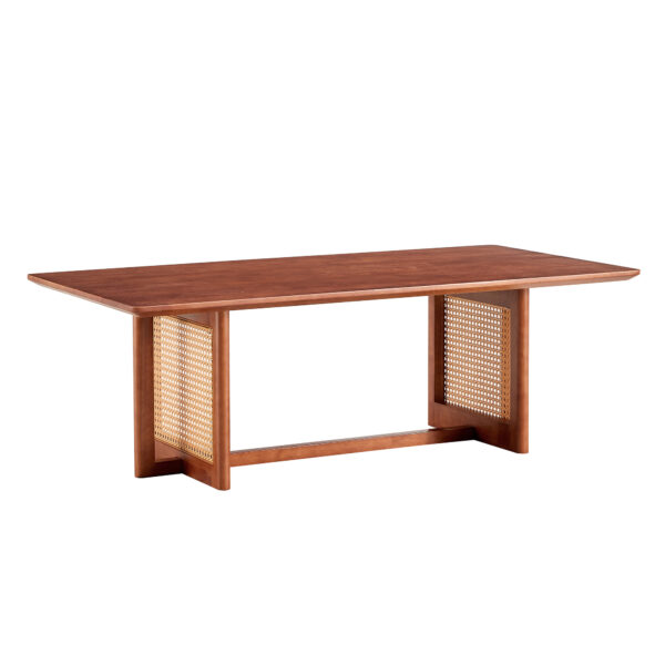 Chinese style log wind Imitation rattan Walnut color tea table rectangular solid wood coffee low table small family living room tea table