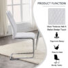 Modern Dining Chairs with Faux Leather Padded Seat Dining Living Room Chairs Upholstered Chair with Metal Legs Design for Kitchen, Living, Bedroom, Dining Room Side Chairs Set of 4 (White+PU )C-001