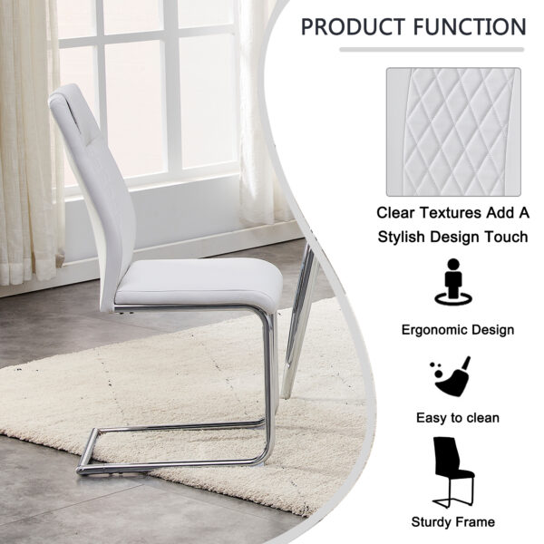 2147c2d8d6db4e109da99463e3304ced_20230131_9ec93669688213597a72433a2929b5e5 Modern Dining Chairs with Faux Leather Padded Seat Dining Living Room Chairs Upholstered Chair with Metal Legs Design for Kitchen, Living, Bedroom, Dining Room Side Chairs Set of 4 (White+PU )C-001