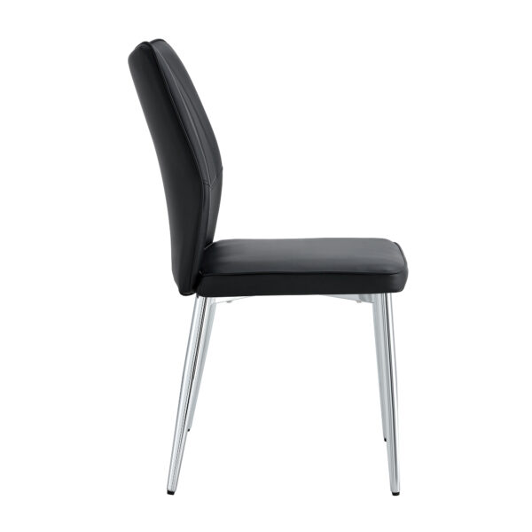217799b2d7d74907854edb568a3d350d_20240205_16f907bd331c30c23c93224071ed16bc 6 black dining chairs. Modern chairs from the Middle Ages. Made of PU material cushion and silver metal legs. Suitable for restaurants and living rooms