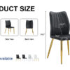 Four black dining chairs. A medieval modern chair made of PU material with soft cushions, equipped with golden metal legs. Suitable for restaurants and living rooms