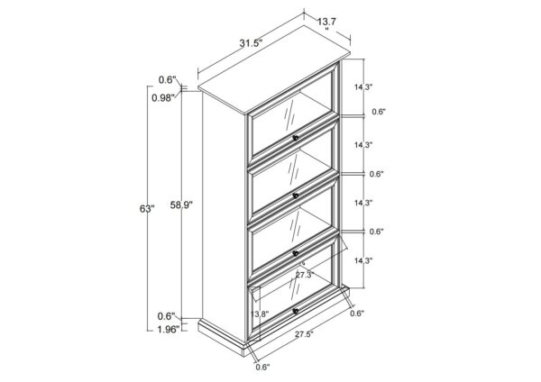 4 Tier Glass Display Cabinet for Living Room Stylish Storage Curio Cabinet with Flip Up Glass Doors Perfect Collectors Showcase Toy Figure Organizers Rack Elegant Bookcase- BROWN