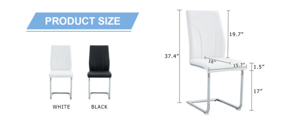 Set of 6 dining chairs, white dining chair set, PU material high backrest seats and sturdy leg chairs, suitable for restaurants, kitchens, living rooms