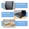 Luxury Simple Arch Chair - Set of 6 BLACK PU Material High Resilience Dining Chair with Arched Metal Gold Leg.Packed In Two Boxes.