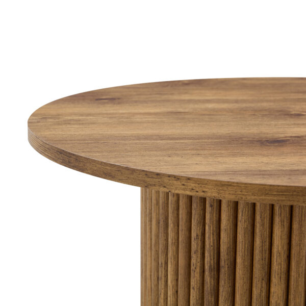 22137e5593f946509dfd8c85e588aae2_7e3bbbc899d818b45e29f667d0093d3a A modern circular coffee table with a diameter of 27.5 inches interprets home aesthetics and practicality. MDF material,cylindrical table leg design.Becoming the visual focal point of home decoration.