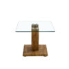 A modern minimalist style coffee table. Transparent tempered glass tabletop with wooden MDF columns. Suitable for living room and dining room.  CT-V