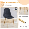 Luxury Simple Chair - Set of 4 BLACK Linen-Cotton Material High Resilience Dining Chair with Metal Golden Leg.Integral metal leg architecture,Suitable for various interior decoration styles.