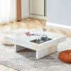 A modern and practical coffee table with imitation marble patterns, made of MDF material. The fusion of elegance and natural fashion 31.4"* 31.4"* 12 "