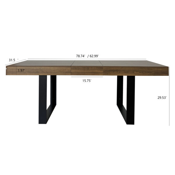 Rectangle extendable dining table for 6-10 people aged effect wood and black 160-200 cm