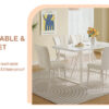 55"x31.5"Cream-Style White MDF Dining Table Set with 6 Armless Chairs.MDF Tabletop and metal legs.The backrest of the dining chair has a vertical line design.Adding a warm atmosphere to your family.