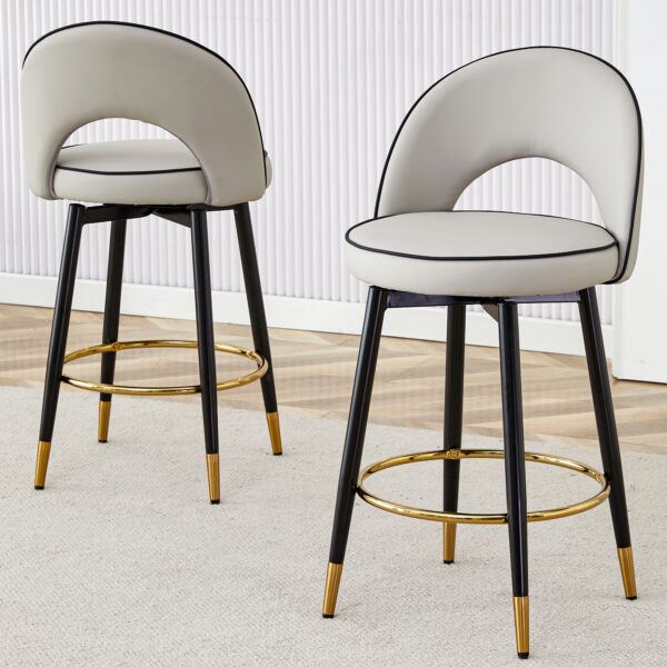 22e7383c082341ceb7f32d2b6440ec64_1321a4e1ebf8575502a926d4fbdc77df 360 ° rotatable bar chair.Modern PU comfortable upholstered bar chair with smooth and beautiful black metal legs for dining room, kitchen, terrace and guest office chair.Set Of
2.W1151P153940
