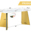 63"x31.5x30" Luxurious Cold Jade Slab Dining Table with Golden Stainless Steel Butterfly Legs.The tabletop is designed to be scratch and heat resistant.Slabs Tabletop,Golden Stainless Steels Legs.