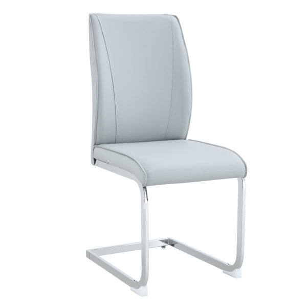 23374080e09c44eab83b4a0ae56fe3ad_bac4725b0629da5c5cc90878c822abab Luxury Simple Arch Chair - Set of 6 Light Gray PU Material High Resilience Dining Chair with Arched Metal Silver Leg.