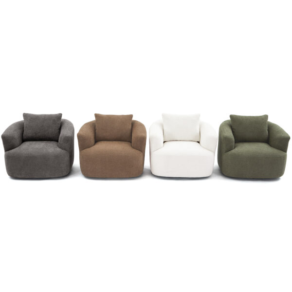 360° Swivel Chair, 38.2" Accent Chair Sofa, Upholstered Swivel Barrel Sofa Chair with a Throw Pillow for Living Room, Bedroom, Office and Hotel, Grey