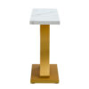 A modern minimalist style foyer table with white tabletop, gold bracket, and bottom plate, enhancing the beauty and artistic atmosphere of the home, suitable for the foyer FXG