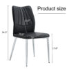 Four black dining chairs. Modern chairs from the Middle Ages. Made of PU material cushion and silver metal legs. Suitable for restaurants and living rooms C-009
