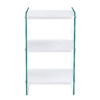 Three levels of bedside tables. The board surface is MDF, with white stickers, and both sides are transparent tempered glass. The design is simple and generous, with storage function.