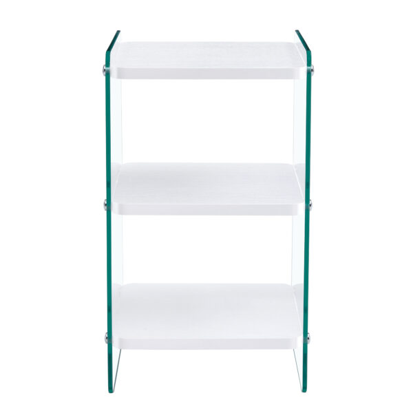 23637285c092403ca66a8dc2779d2f71_bd6831fe8c16695d1cbe7a67317c4592 Three levels of bedside tables. The board surface is MDF, with white stickers, and both sides are transparent tempered glass. The design is simple and generous, with storage function.