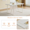 55"x31.5"Cream-Style White MDF Dining Table Set with 6 Armless Chairs.MDF Tabletop and metal legs.The backrest of the dining chair has a vertical line design.Adding a warm atmosphere to your family.