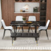 Table and chair set.Modern Black Marble Pattern MDF Dining Table Set - 55"x31.4" with 4 Extended Seat Cushion PU Dining Chairs and 1 Bench,A Choice of Subtle Luxury for Modern Homes.