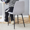 Comfortable Linen-Cotton Dining Chair Set - Four Pieces in Light Gray.Integrated Seat and Backrest,Linen-Cotton Material,Modern Home Matching.