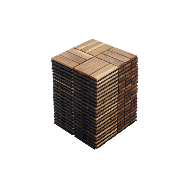 30 PCS Interlocking Deck Tiles Checker Pattern, 12" x 12" Square Yellow Acacia Hardwood Outdoor Flooring for Patio, Bancony, Pool Side,...