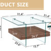 31.4 Inch Modern Two-Tier Square Coffee Table - An Elegant Combination of Clear Glass and Dark Wood Texture Sticker It can be used not only as a coffee table but also as a side table or display stand.