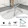 Large Modern Minimalist Rectangular Glass Dining Table for 4-8 people with 0.39" Tempered Glass Tabletop and Silver Metal Legs, for Kitchen, Living Meeting Room .71*35.4*30.W1151S01472