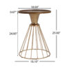 HOLLOW EDGE RETRO ART PINE SIDE TABLE, ANTIQUE GOLD + NATURAL COLOR